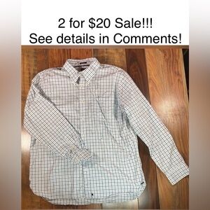 Men’s Gap Classic Checkered Button Up, Size XL, White/Blue/Black